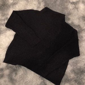NAVY TURTLE NECK KNIT SWEATER